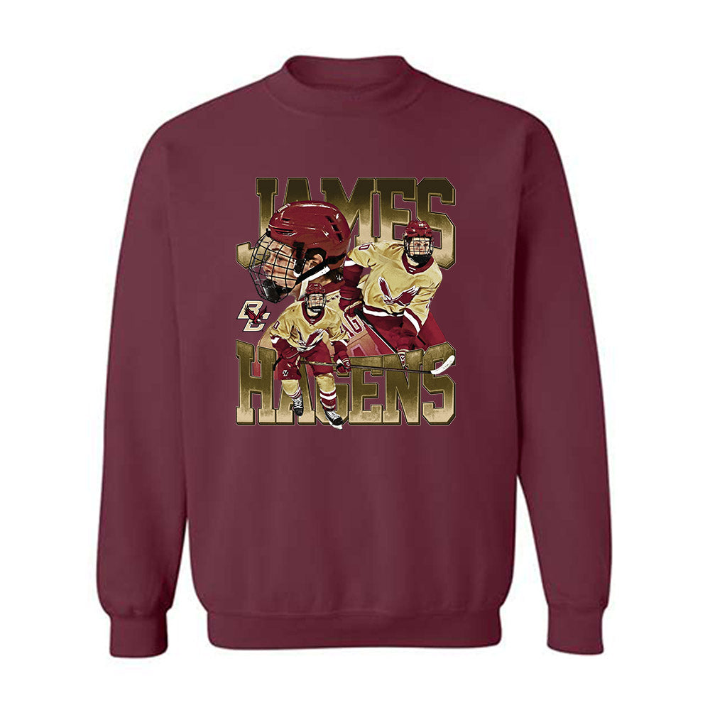 Boston College - NCAA Men's Ice Hockey : James Hagens - Player Collage Crewneck Sweatshirt-0