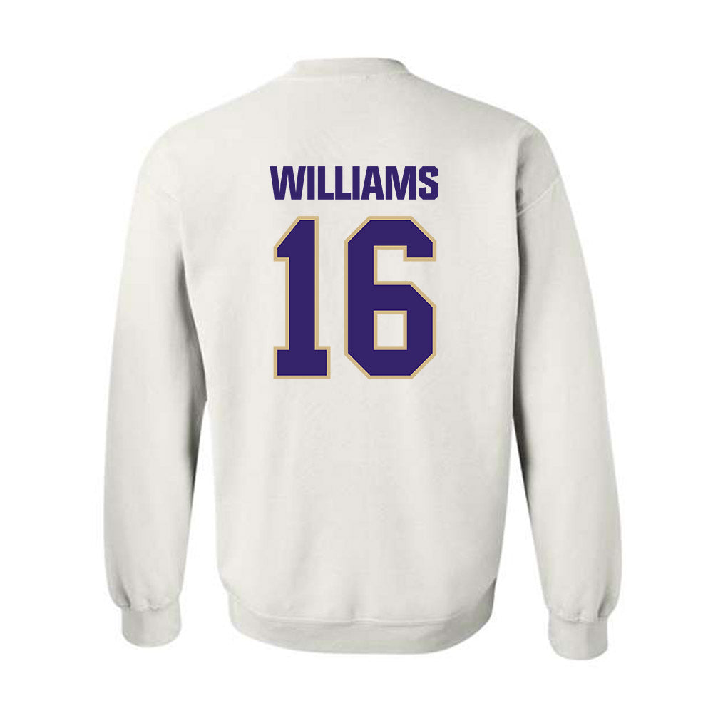 Washington - NCAA Football : Justice Williams - Classic Shersey Crewneck Sweatshirt-1