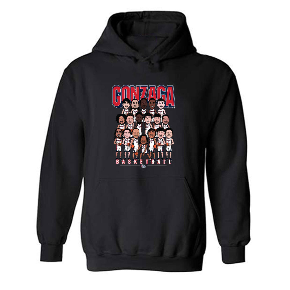 Gonzaga - NCAA Men's Basketball : - Team Caricature Hooded Sweatshirt-0