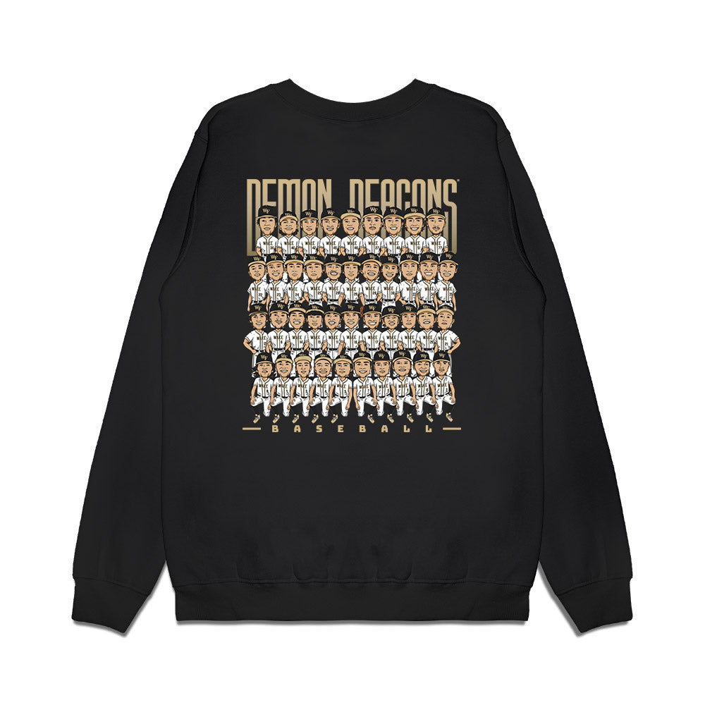 Wake Forest - NCAA Baseball : - Team Caricature Premium Crewneck Sweatshirt-1