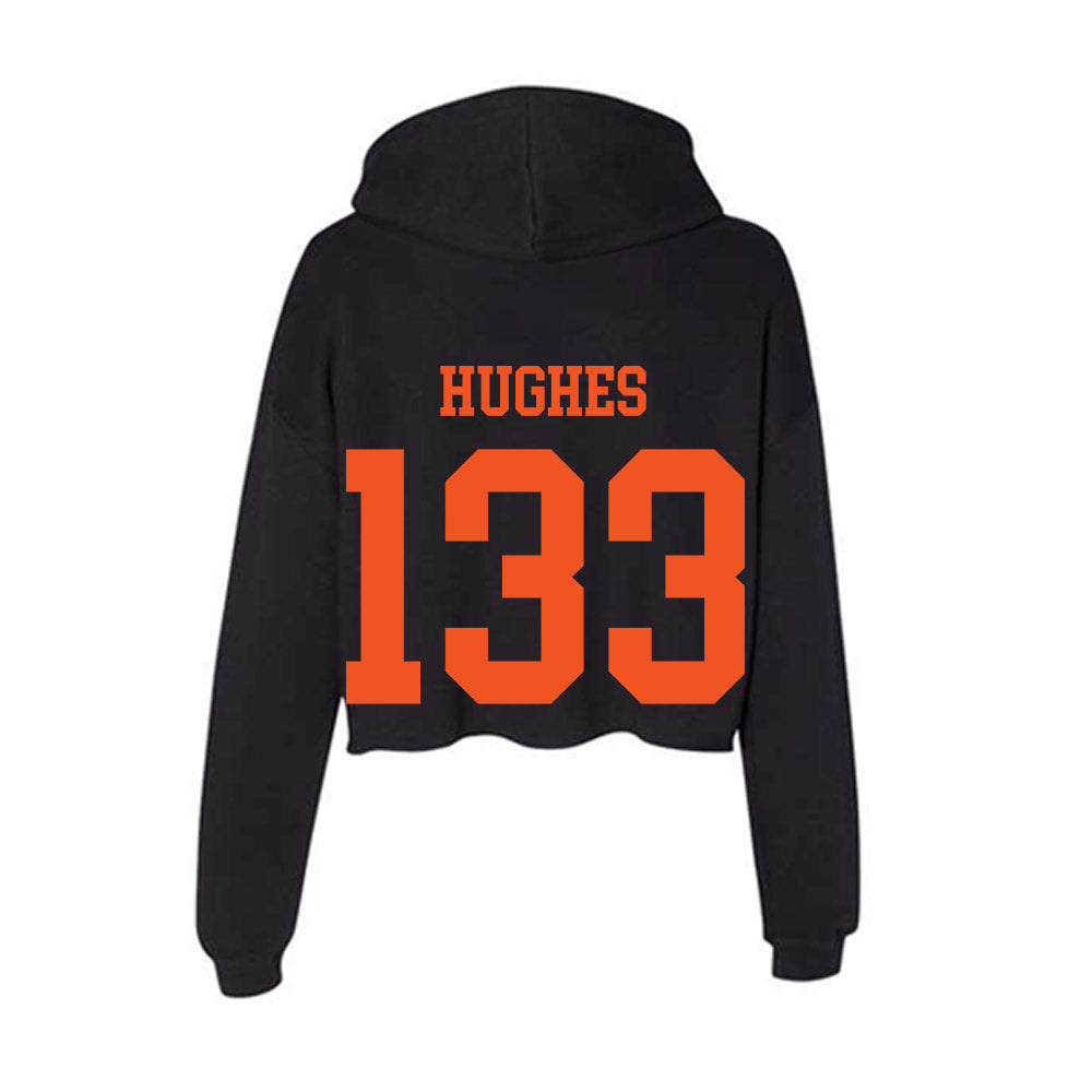 Oklahoma State - NCAA Wrestling : Cael Hughes - Women's Crop Fleece Hoodie-1