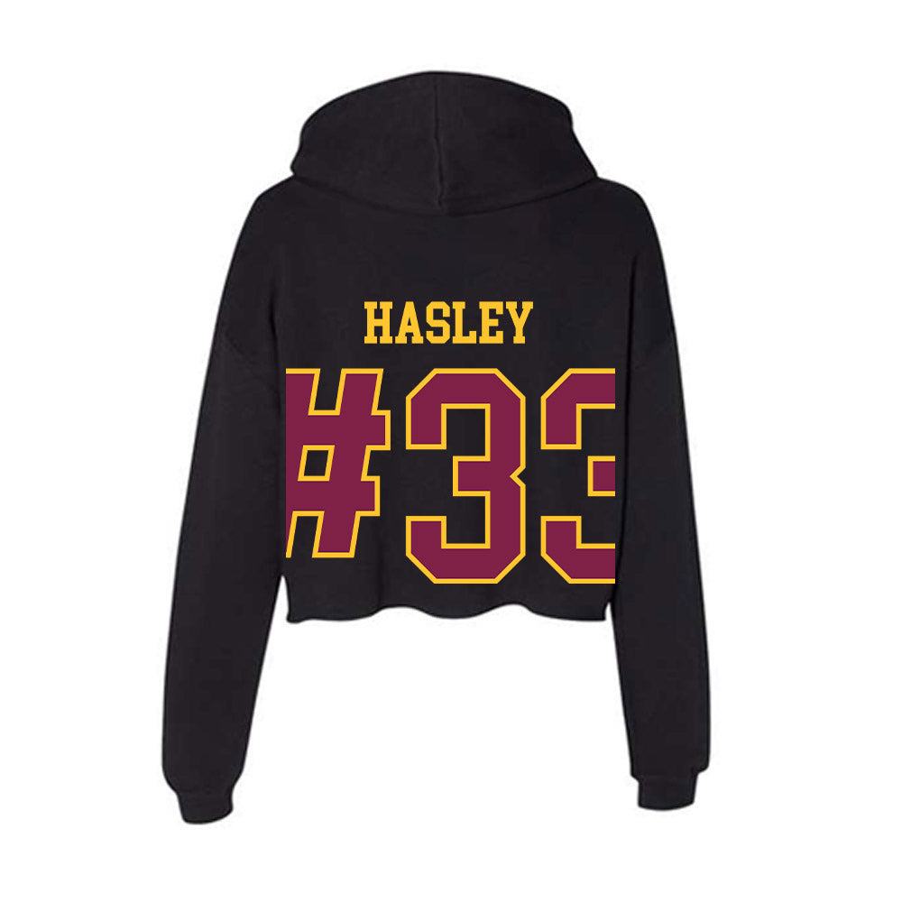 Arizona State - NCAA Men's Ice Hockey : Connor Hasley - Women's Crop Fleece Hoodie-1