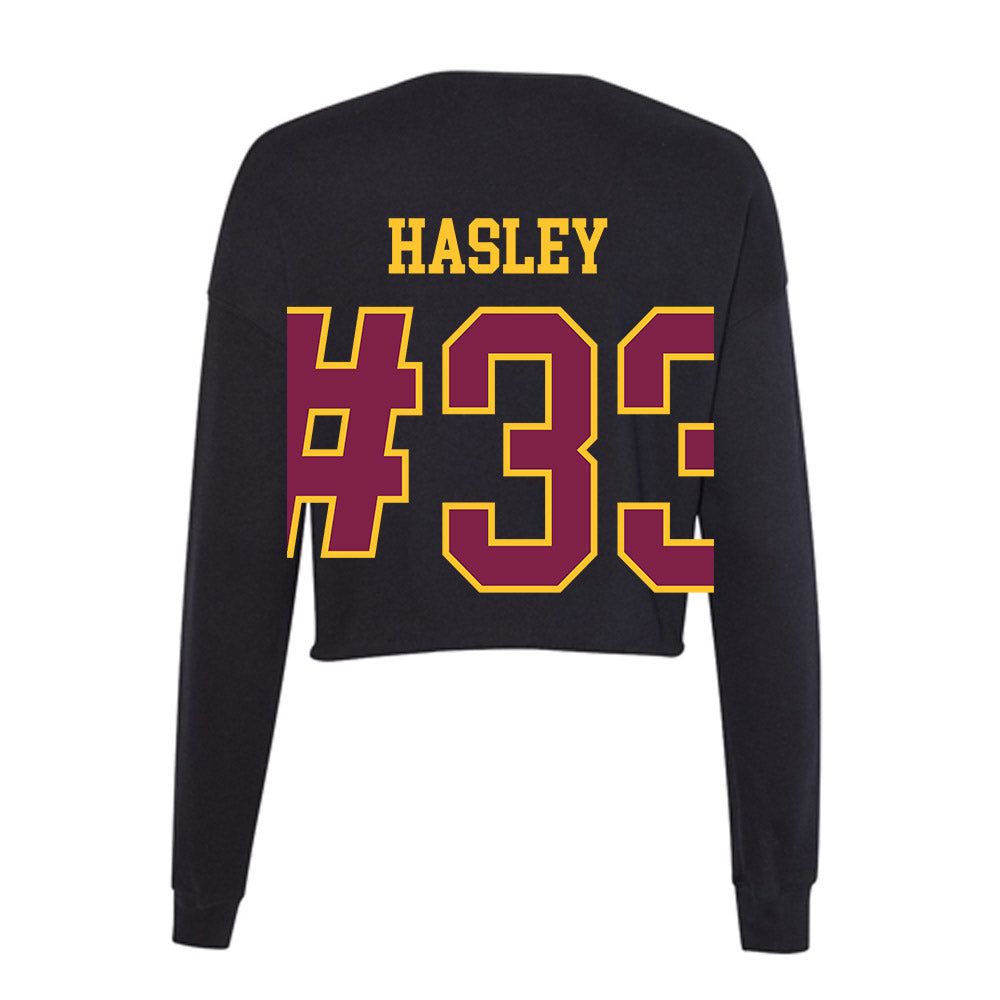 Arizona State - NCAA Men's Ice Hockey : Connor Hasley - Women's Cropped Crew Fleece-1