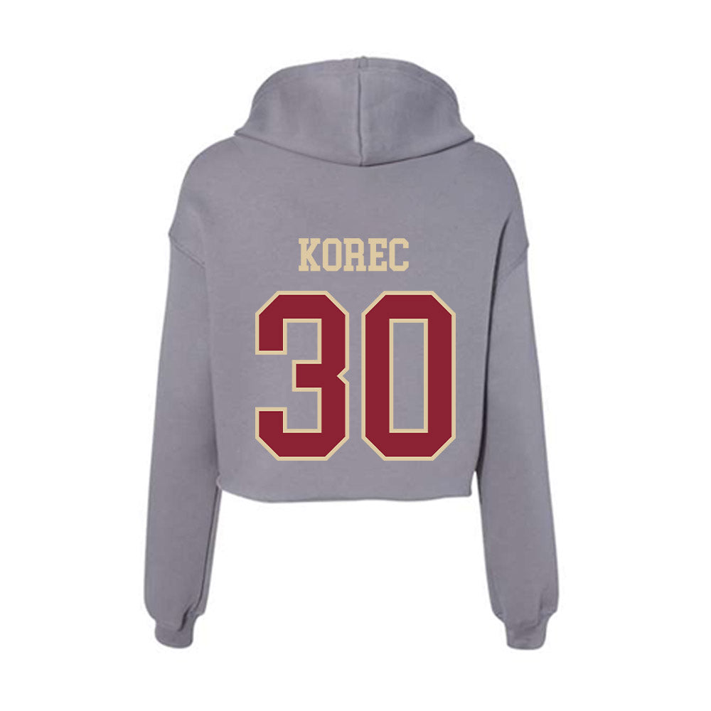 Boston College - NCAA Men's Ice Hockey : Jan Korec - Women's Crop Fleece Hoodie-1