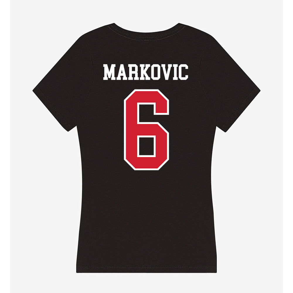 NC State - NCAA Men's Soccer : Nikola Markovic - Women's V-Neck T-Shirt-1