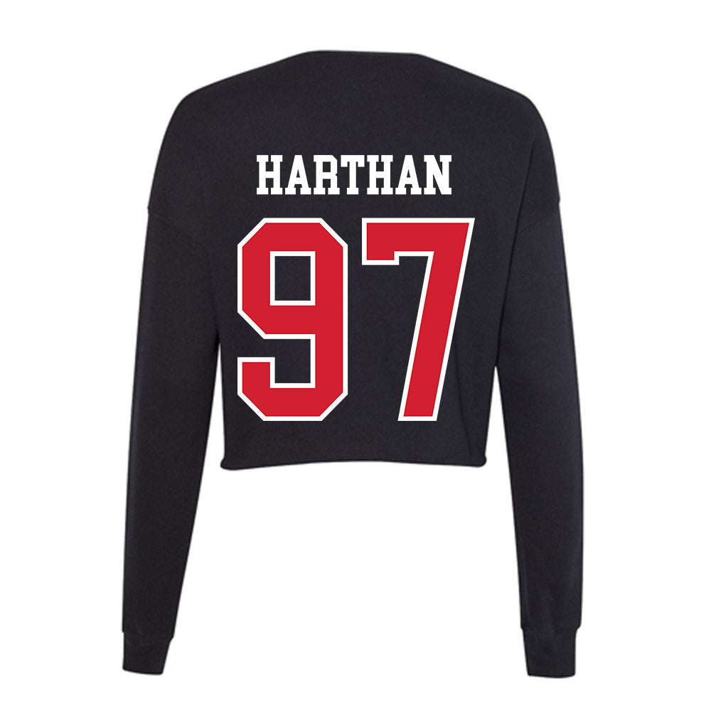 NC State - NCAA Football : Cristian Harthan - Women's Cropped Crew Fleece-1