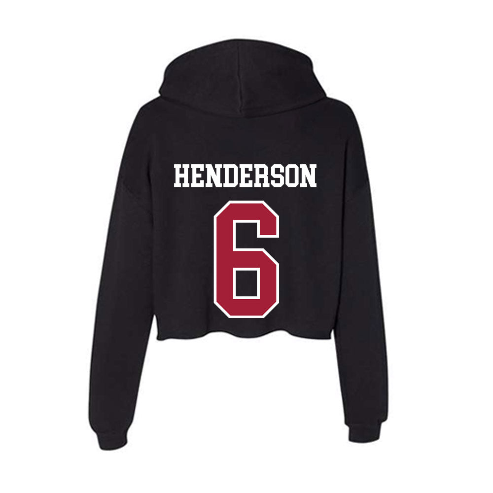 Arkansas - NCAA Football : Kavion Henderson - Women's Crop Fleece Hoodie-1