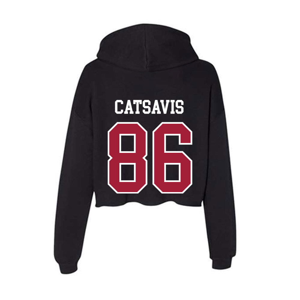 Arkansas - NCAA Football : Walker Catsavis - Women's Crop Fleece Hoodie-1
