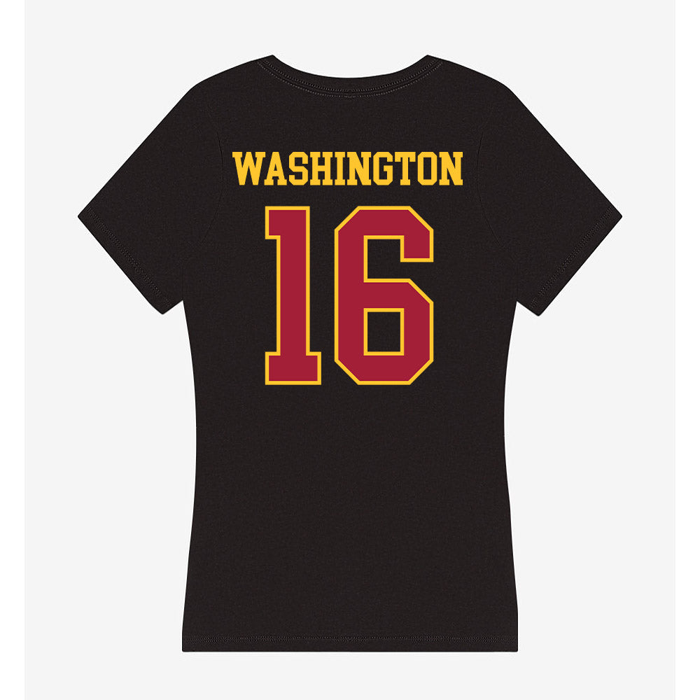 USC - NCAA Football : Tahj Washington - Women's V-Neck T-Shirt-1