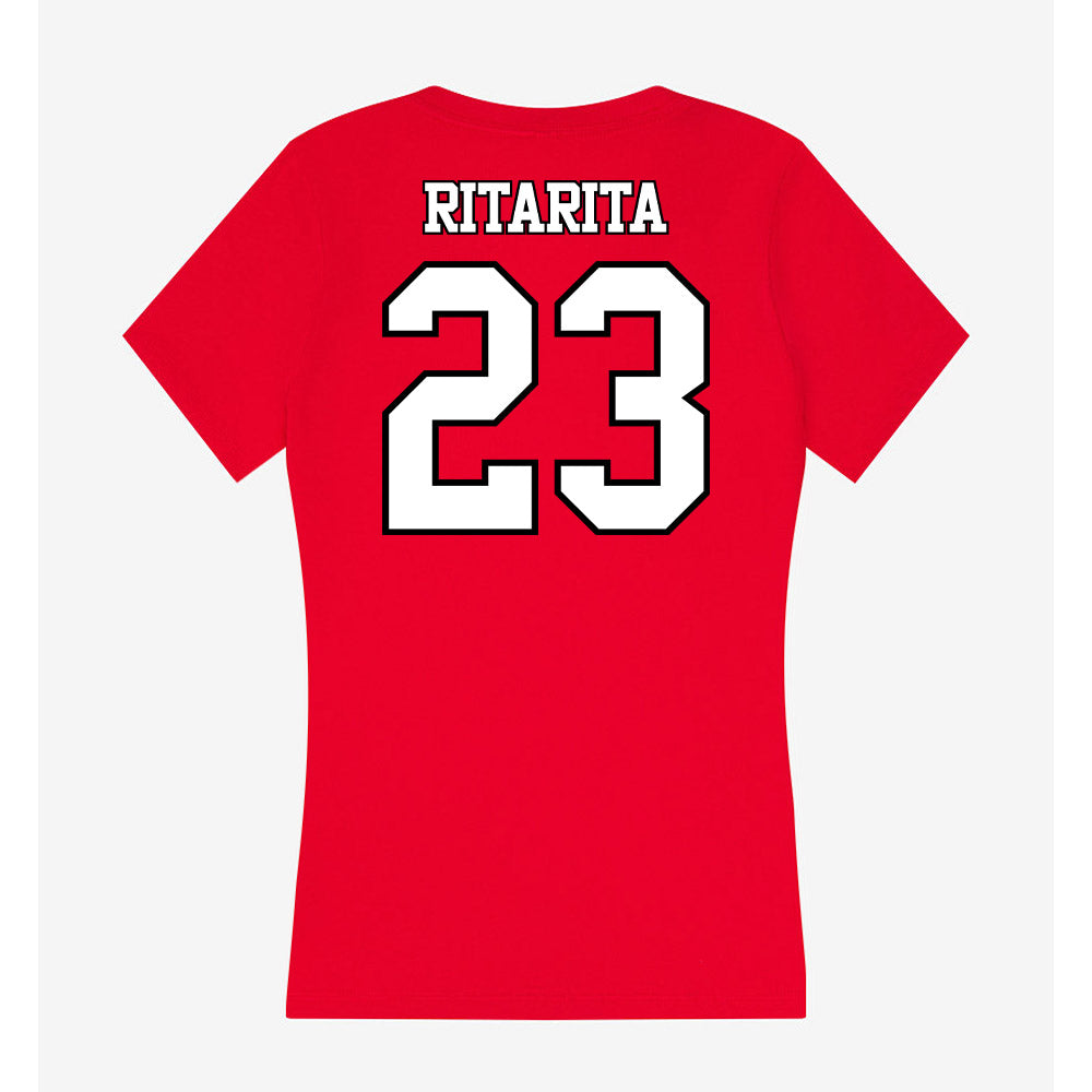 Maryland - NCAA Men's Soccer : Rocket Ritarita - Women's V-Neck T-Shirt-1