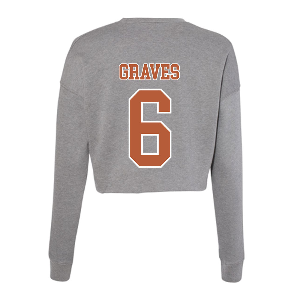 Texas - NCAA Women's Basketball : Sarah Graves - Women's Cropped Crew Fleece-1
