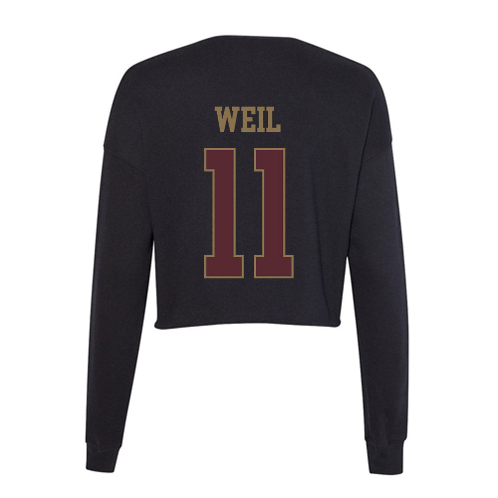 Texas State - NCAA Baseball : Kameron Weil - Women's Cropped Crew Fleece-1