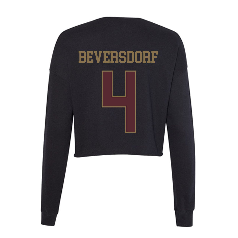 Texas State - NCAA Baseball : Alec Beversdorf - Women's Cropped Crew Fleece-1