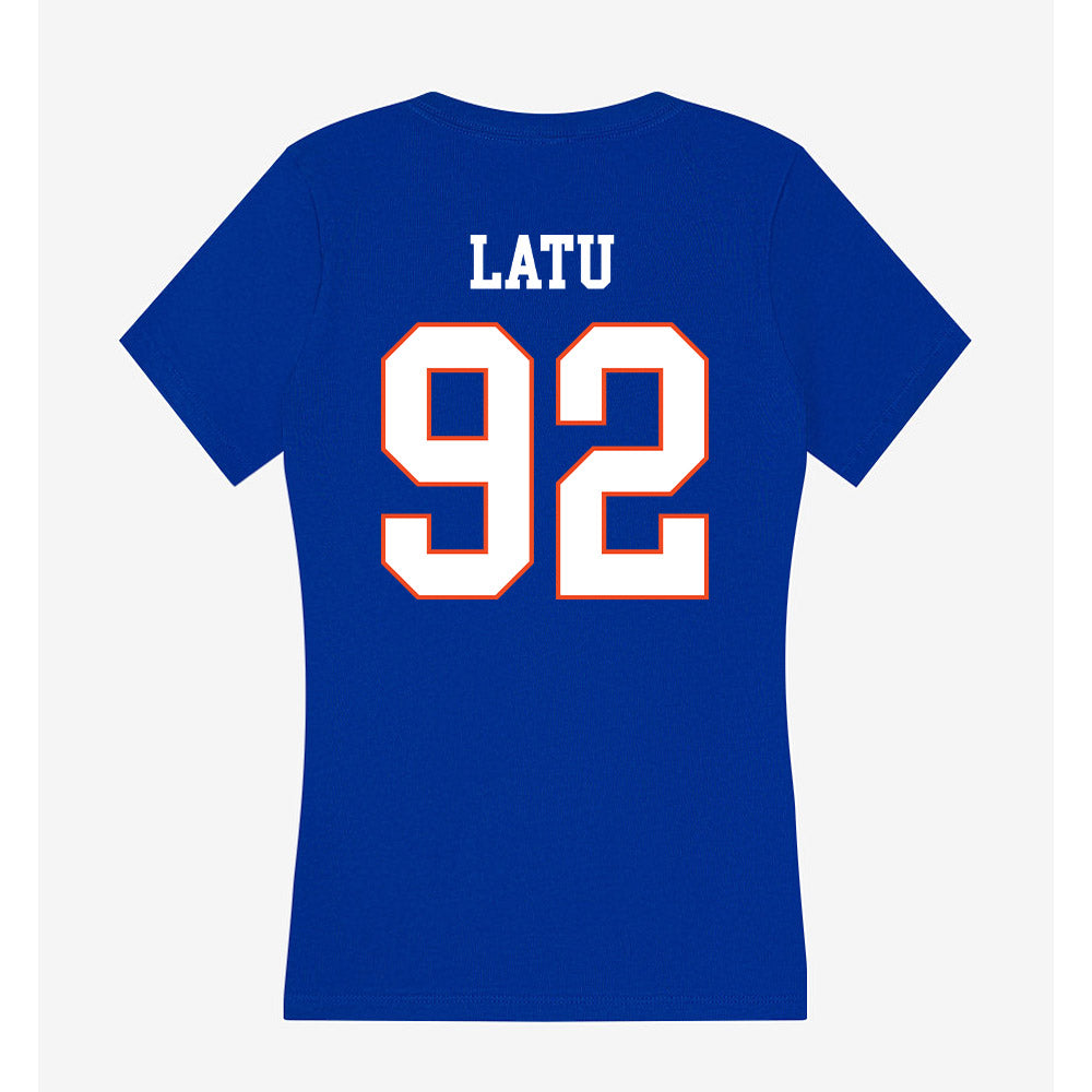 Boise State - NCAA Football : David Latu - Women's V-Neck T-Shirt-1