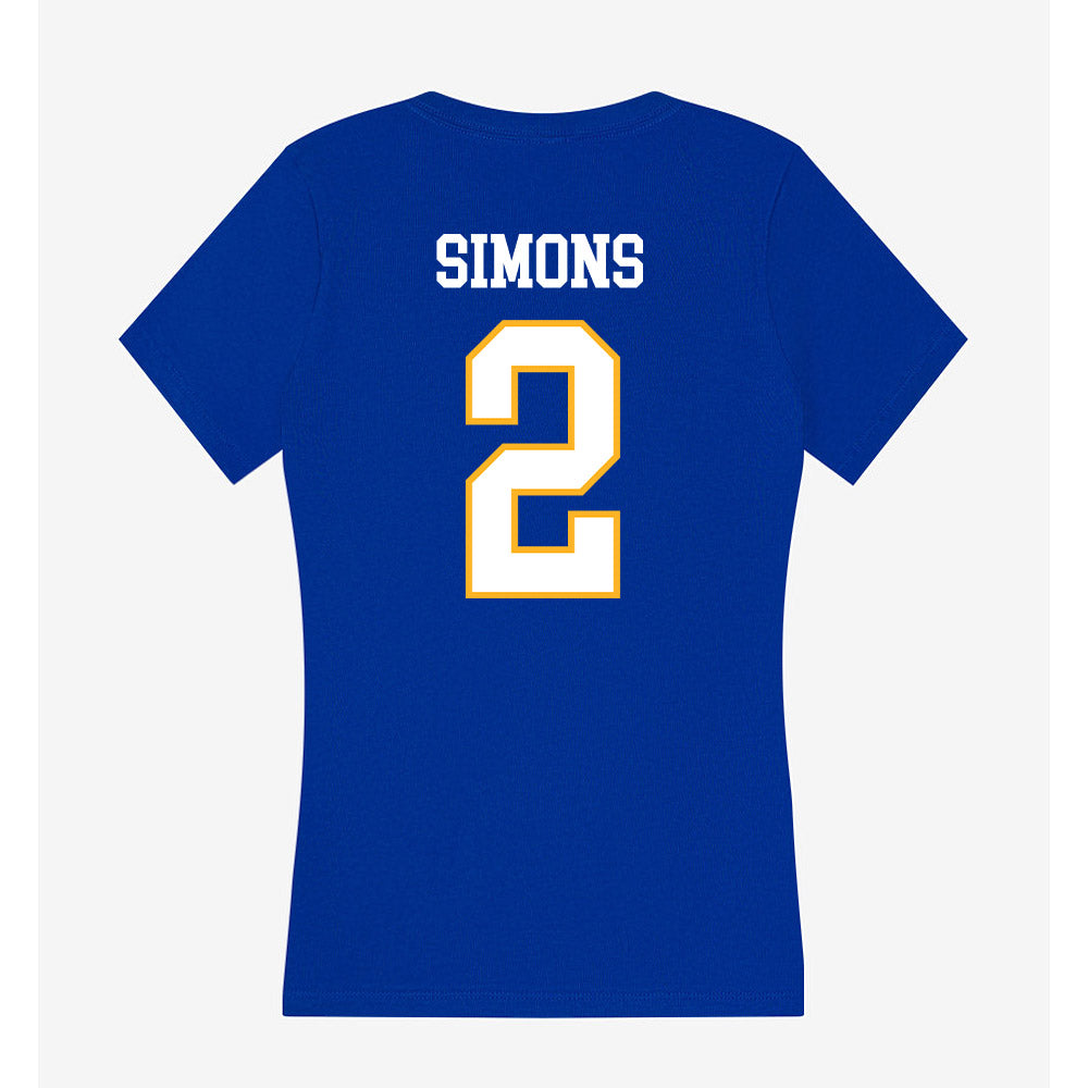 SJSU - NCAA Women's Basketball : McKenna Simons - Women's V-Neck T-Shirt-1