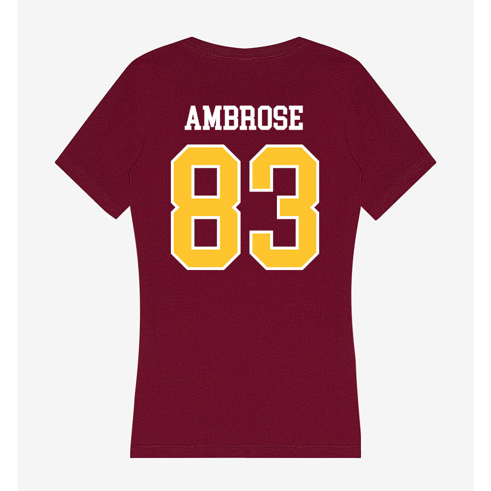 Central Michigan - NCAA Football : Travis Ambrose - Women's V-Neck T-Shirt-1