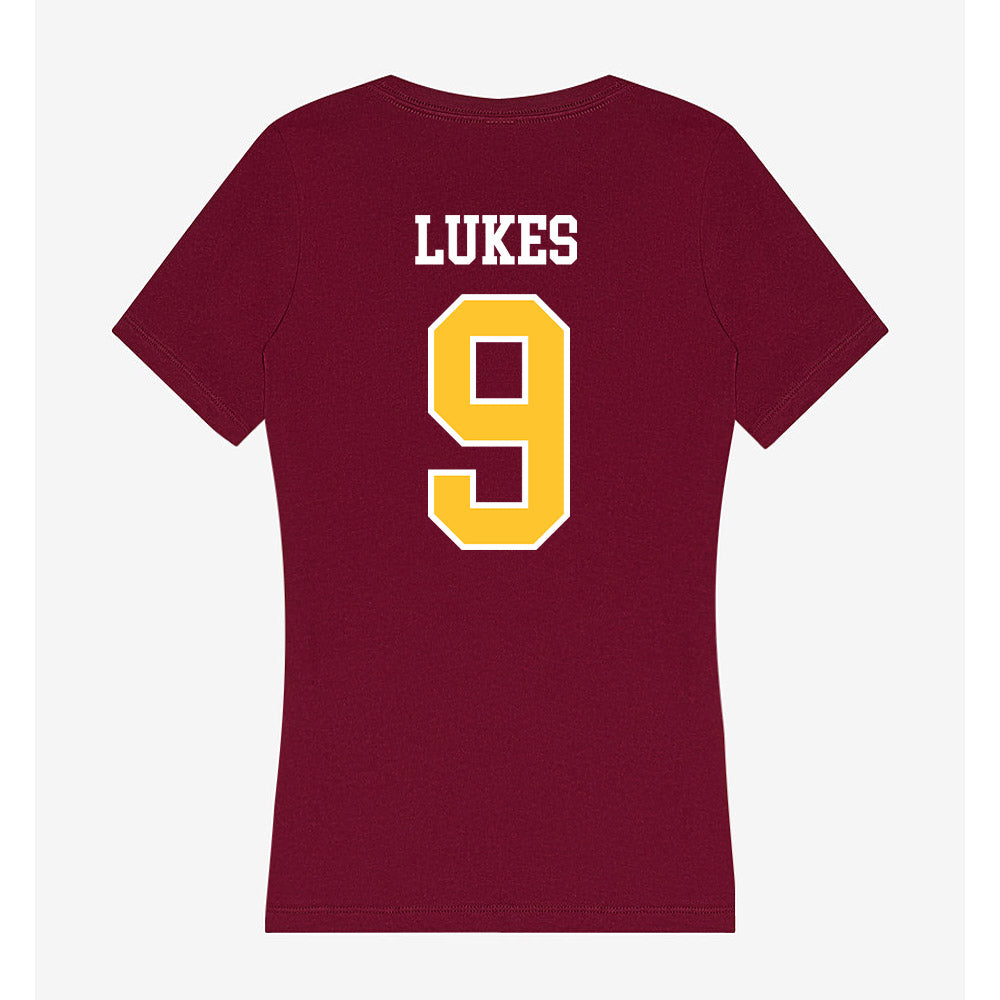 Central Michigan - NCAA Football : Marion Lukes - Women's V-Neck T-Shirt-1