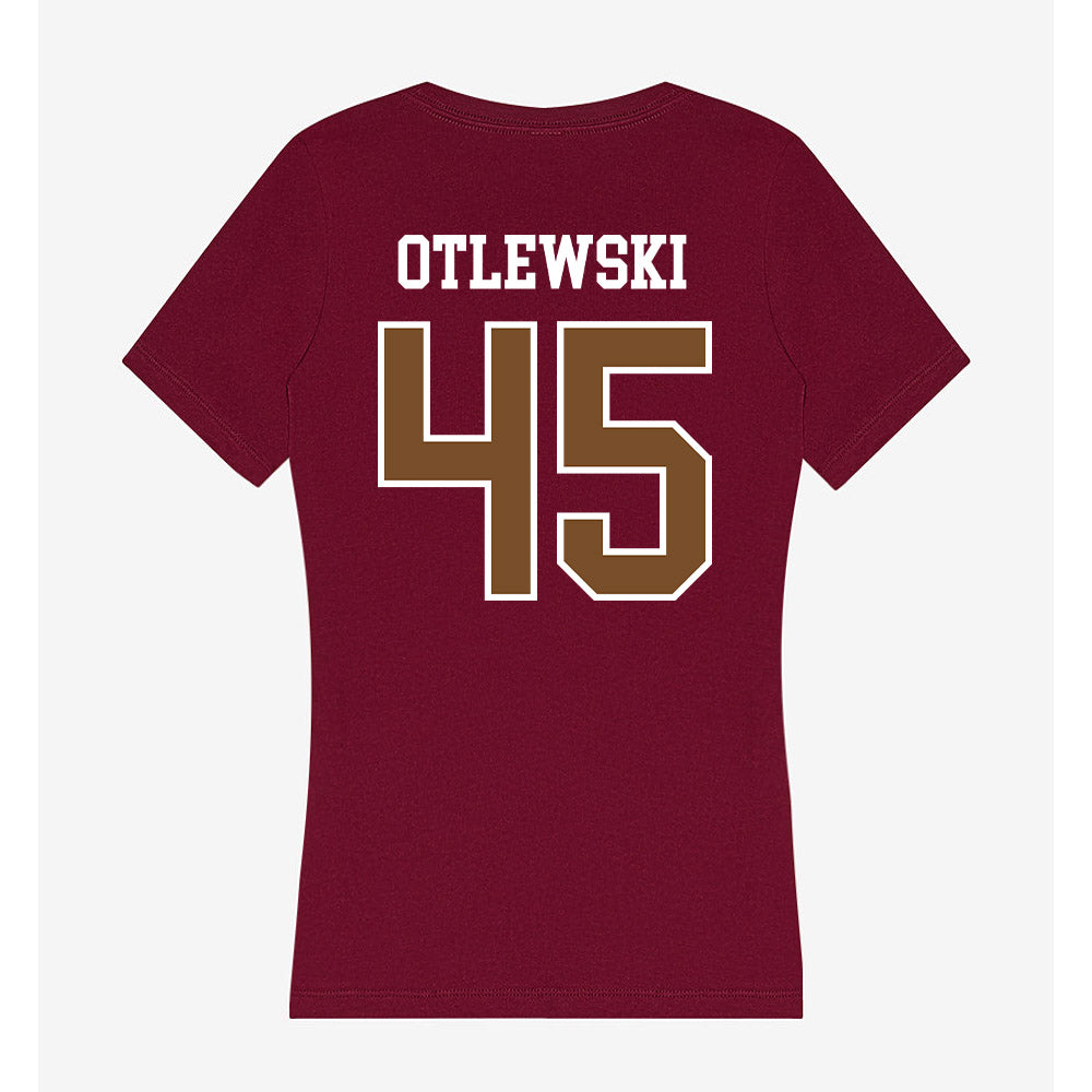 Montana - NCAA Football : Caleb Otlewski - Women's V-Neck T-Shirt-1