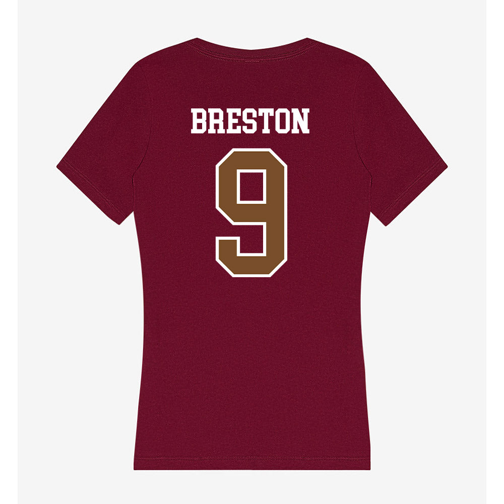 Montana - NCAA Football : Justus Breston - Women's V-Neck T-Shirt-1