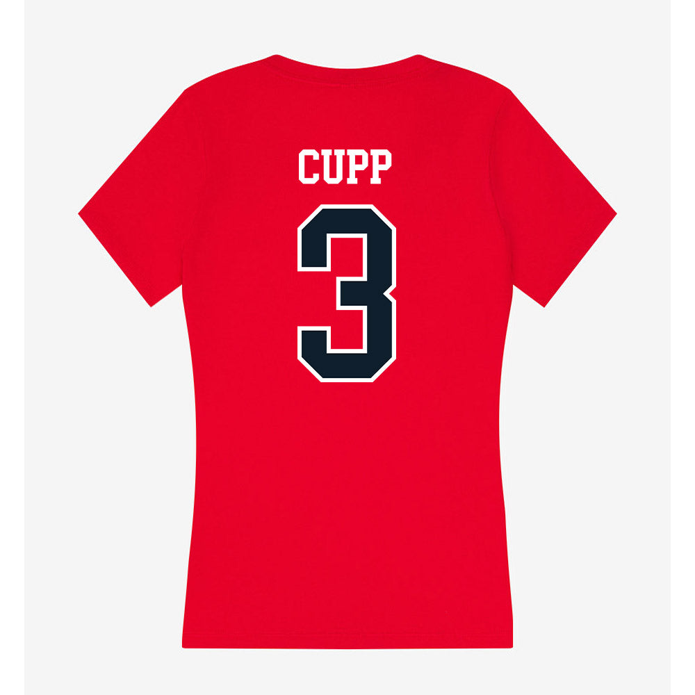 Dallas Baptist - NCAA Baseball : Dylan Cupp - Women's V-Neck T-Shirt-1