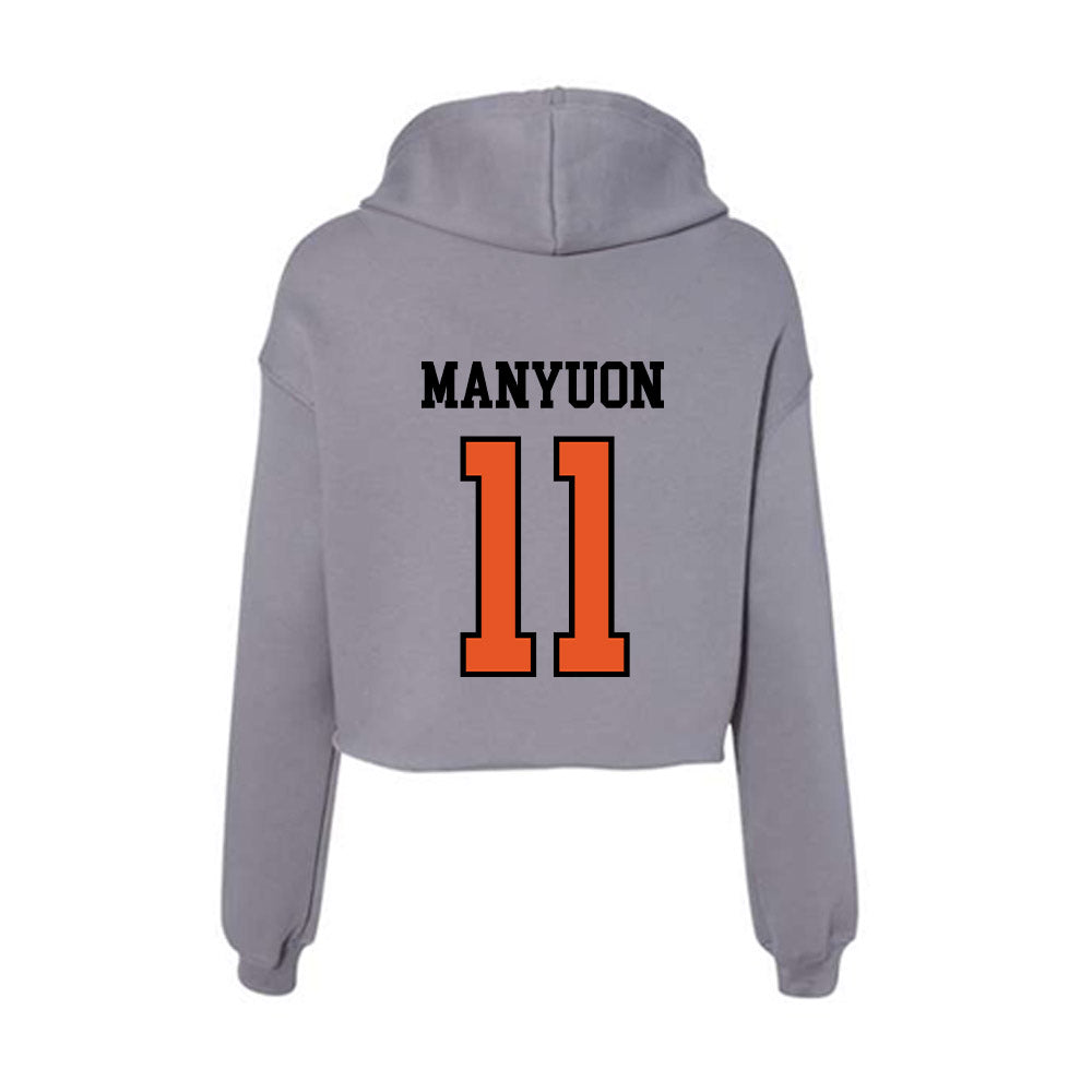 Pacific - NCAA Men's Basketball : Emmanuel Manyuon - Women's Crop Fleece Hoodie-1