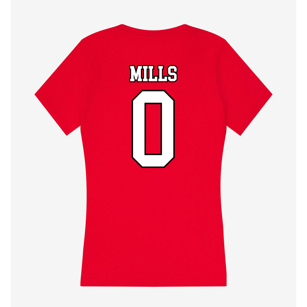 Youngstown State - NCAA Football : Tahir Mills - Women's V-Neck T-Shirt-1