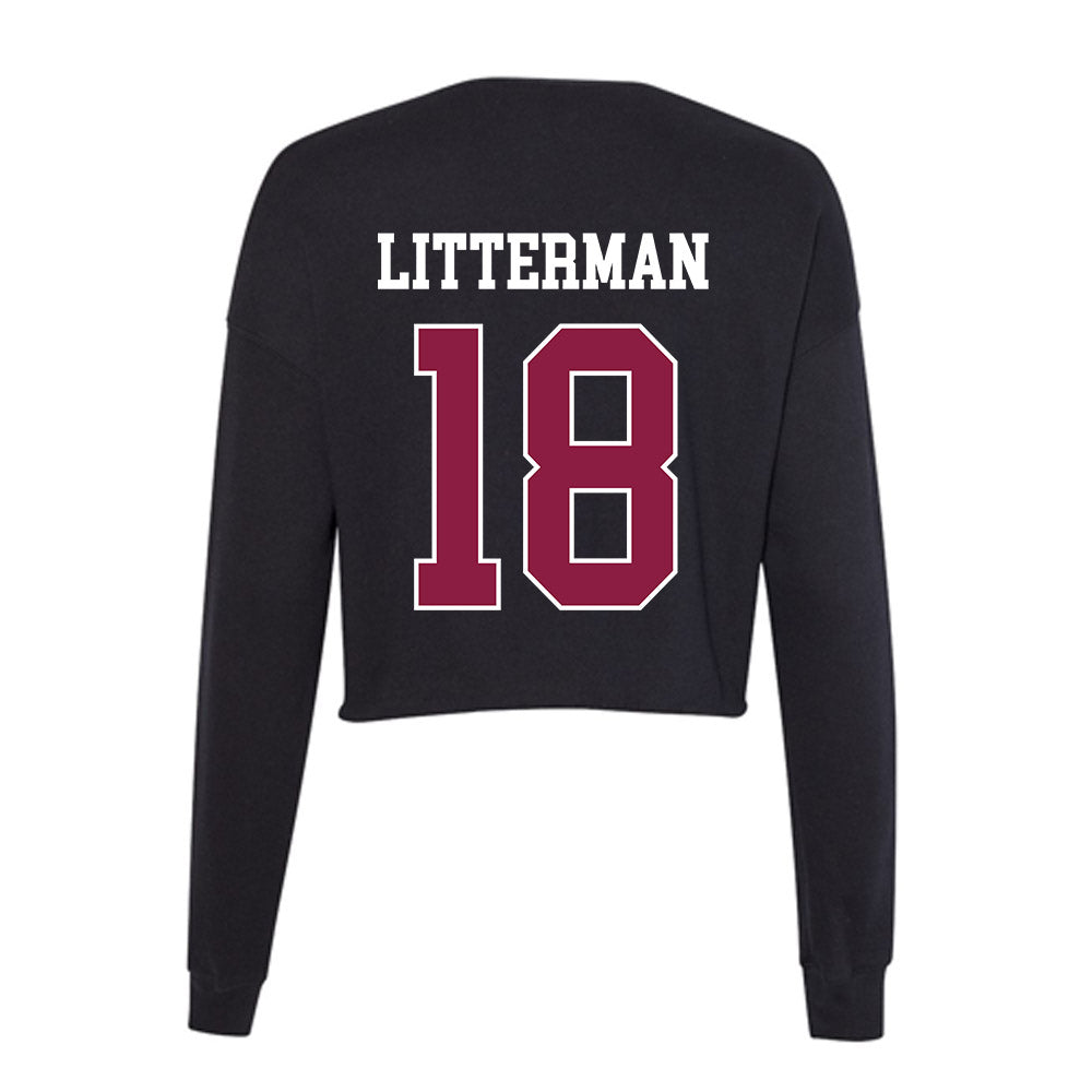 Virginia Tech - NCAA Baseball : Hudson Litterman - Women's Cropped Crew Fleece-1
