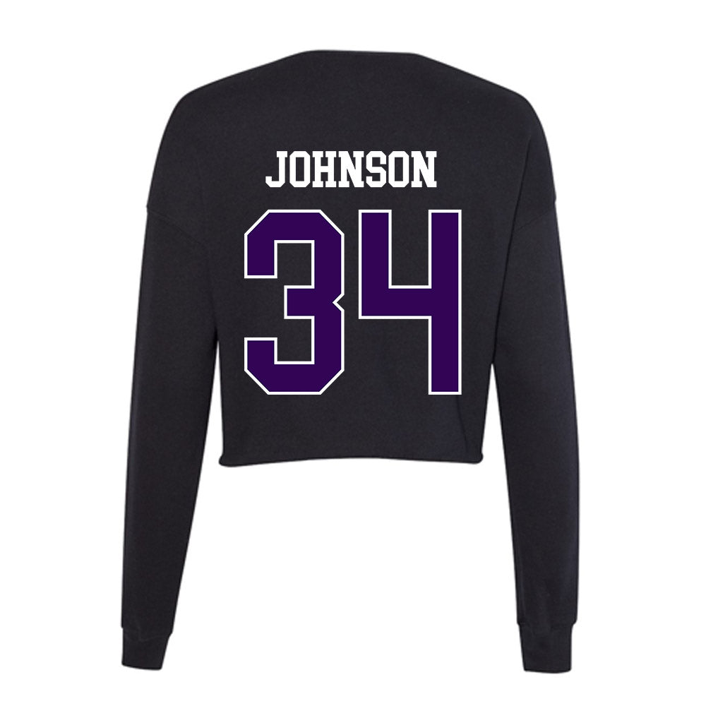 Kansas State - NCAA Men's Basketball : Nate Johnson - Women's Cropped Crew Fleece-1