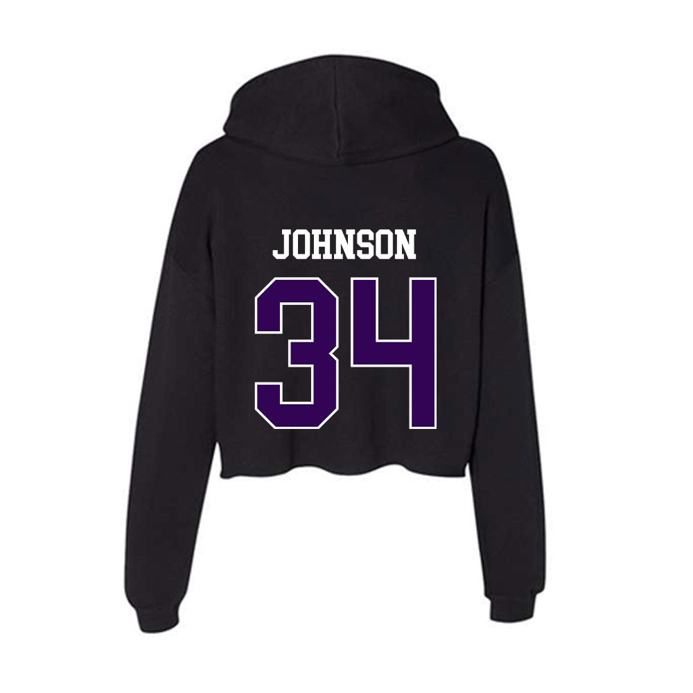 Kansas State - NCAA Men's Basketball : Nate Johnson - Women's Crop Fleece Hoodie-1