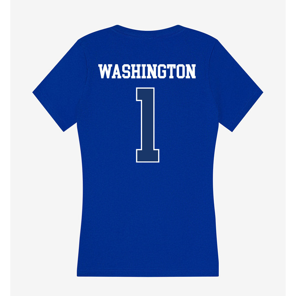 Drake - NCAA Football : Xavier Washington - Women's V-Neck T-Shirt-1