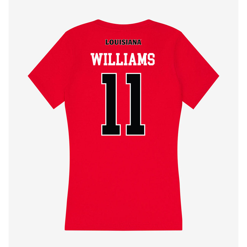 Louisiana - NCAA Women's Volleyball : Emily Williams - Women's V-Neck T-Shirt-1