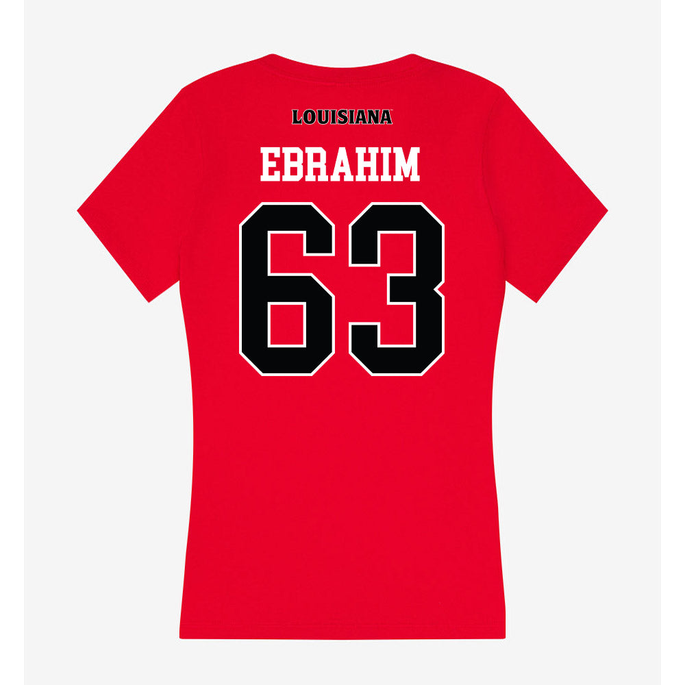 Louisiana - NCAA Football : Ryan Ebrahim - Women's V-Neck T-Shirt-1