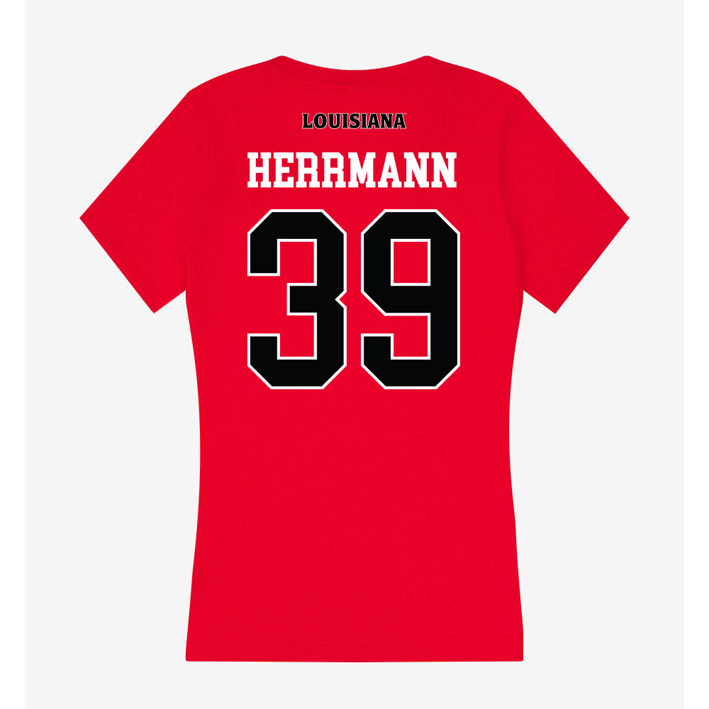Louisiana - NCAA Baseball : Andrew Herrmann - Women's V-Neck T-Shirt-1