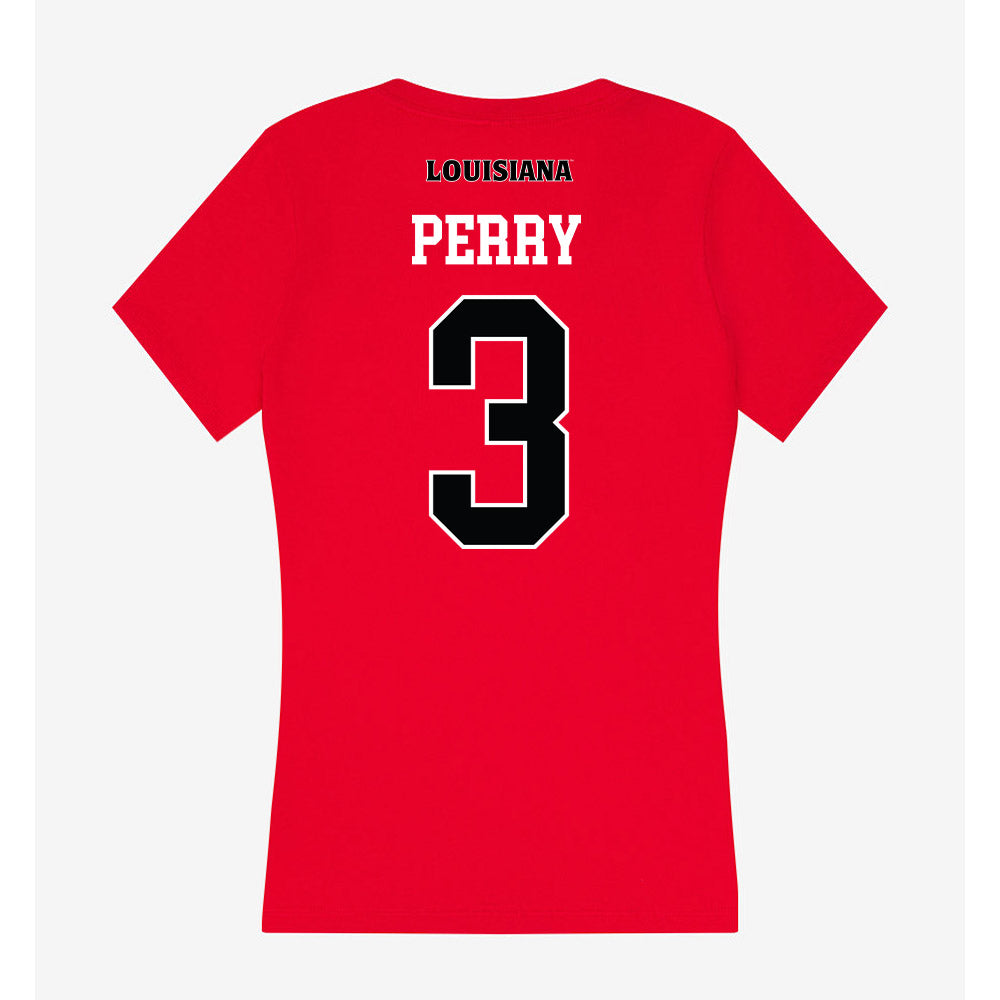 Louisiana - NCAA Football : Zylan Perry - Women's V-Neck T-Shirt-1