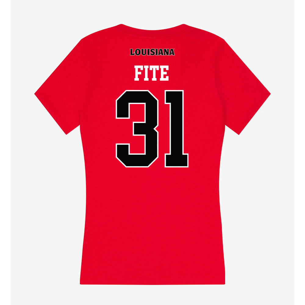 Louisiana - NCAA Football : Trey Fite - Women's V-Neck T-Shirt-1