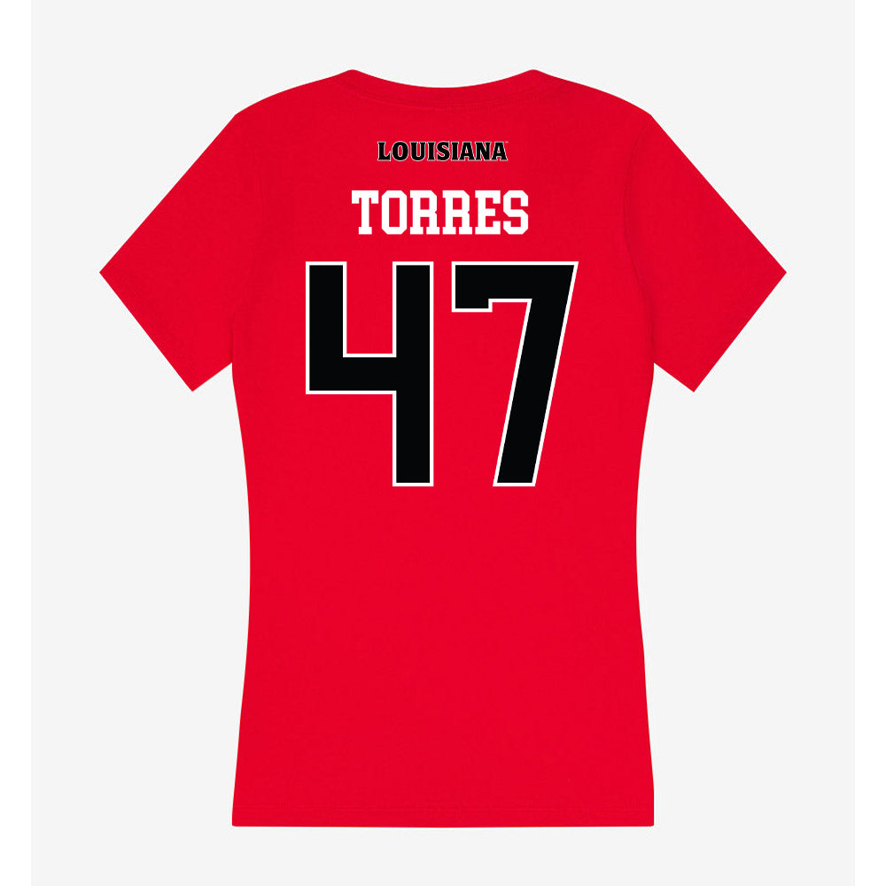 Louisiana - NCAA Baseball : Jose Torres - Women's V-Neck T-Shirt-1