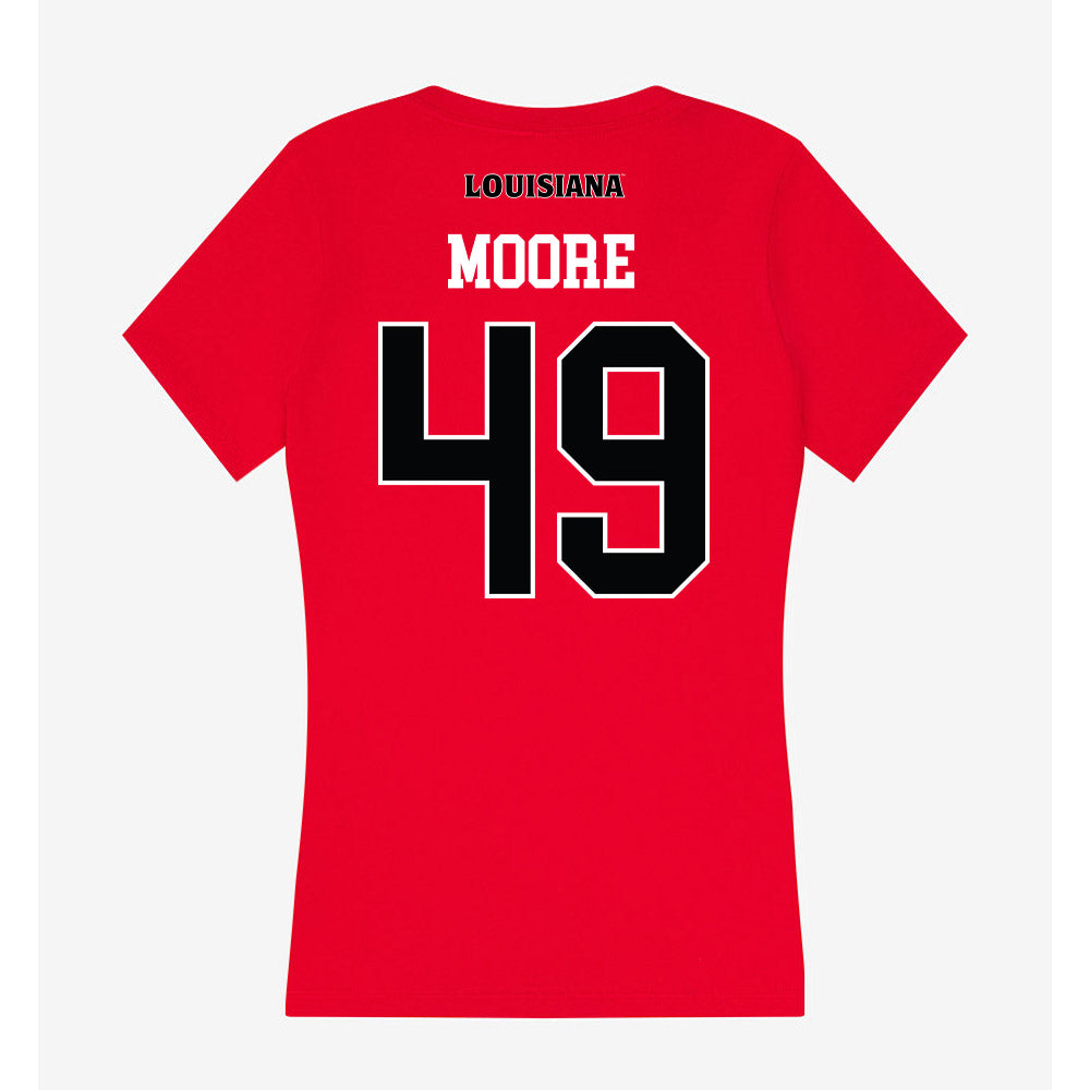 Louisiana - NCAA Football : Travin Moore - Women's V-Neck T-Shirt-1