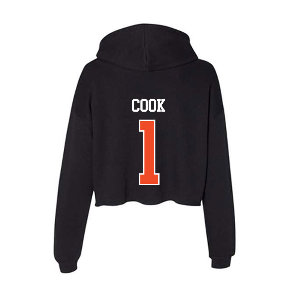 Campbell - NCAA Men's Basketball : Tasos Cook - Women's Crop Fleece Hoodie-1
