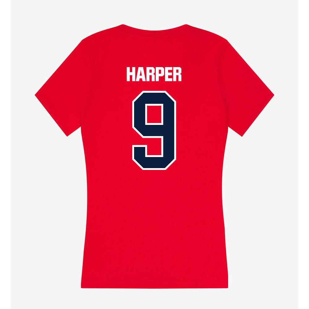 Liberty - NCAA Men's Basketball : JJ Harper - Women's V-Neck T-Shirt-1