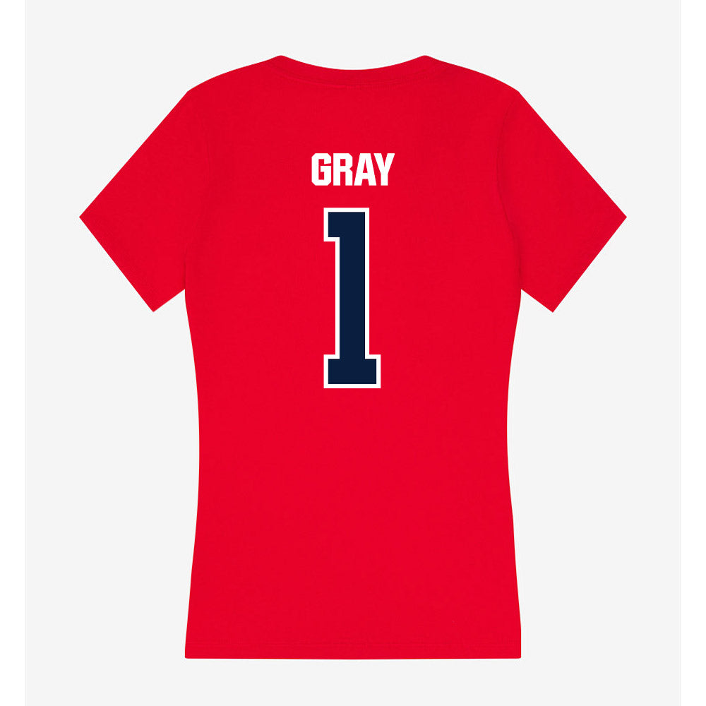 Liberty - NCAA Football : Julian Gray - Women's V-Neck T-Shirt-1