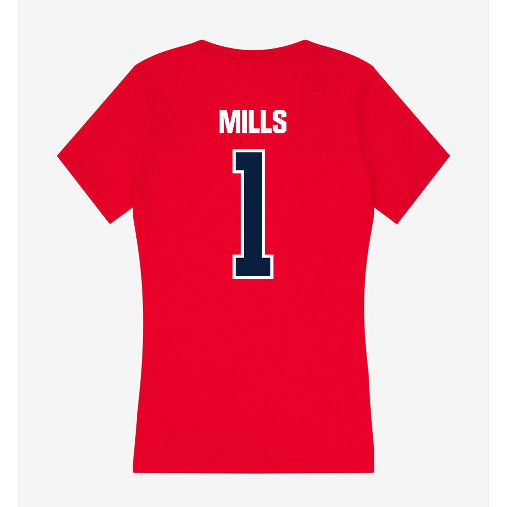 Liberty - NCAA Women's Basketball : Avery Mills - Women's V-Neck T-Shirt-1