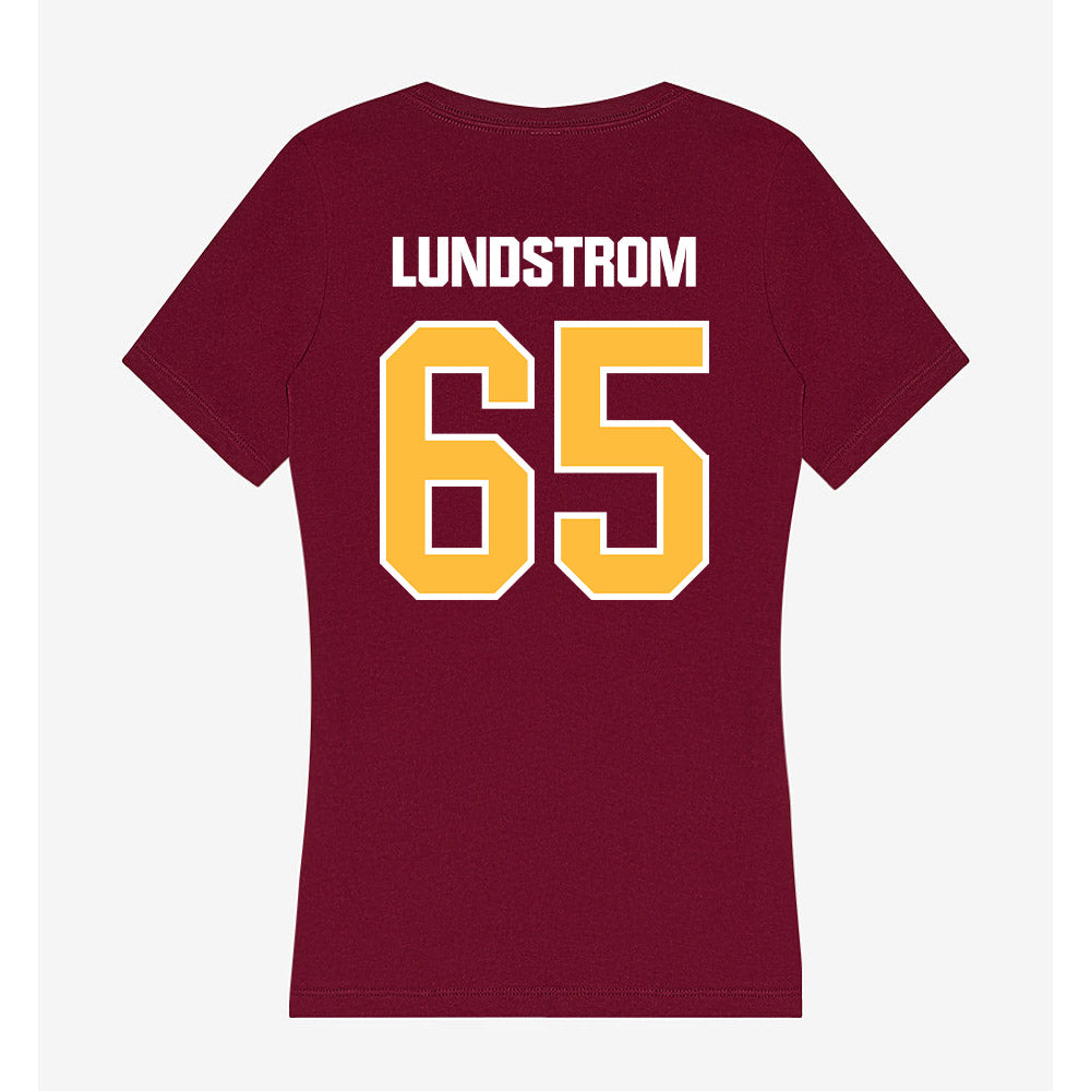 UMN Duluth - NCAA Football : David Lundstrom - Women's V-Neck T-Shirt-1