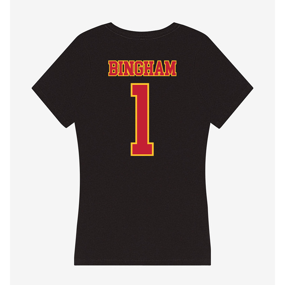 Ferris State - NCAA Men's Basketball : Mykel Bingham - Women's V-Neck T-Shirt-1