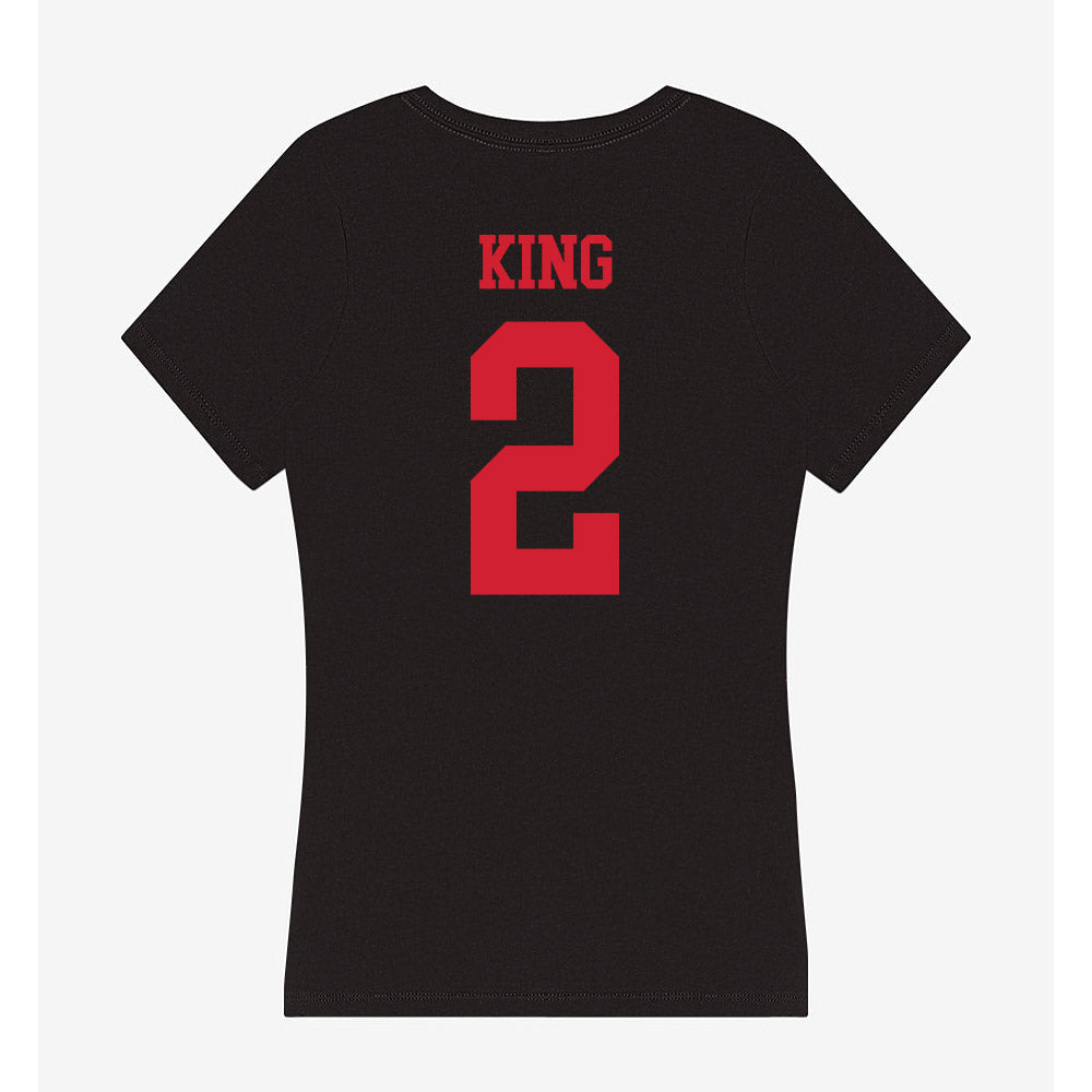 SMU - NCAA Women's Basketball : Zahra King - Women's V-Neck T-Shirt-1