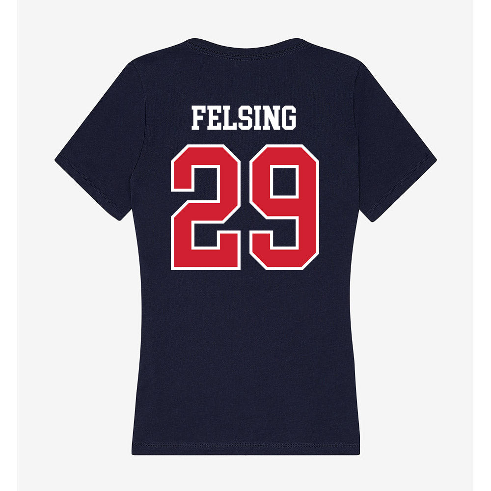 Robert Morris - NCAA Men's Ice Hockey : Michael Felsing - Women's V-Neck T-Shirt-1