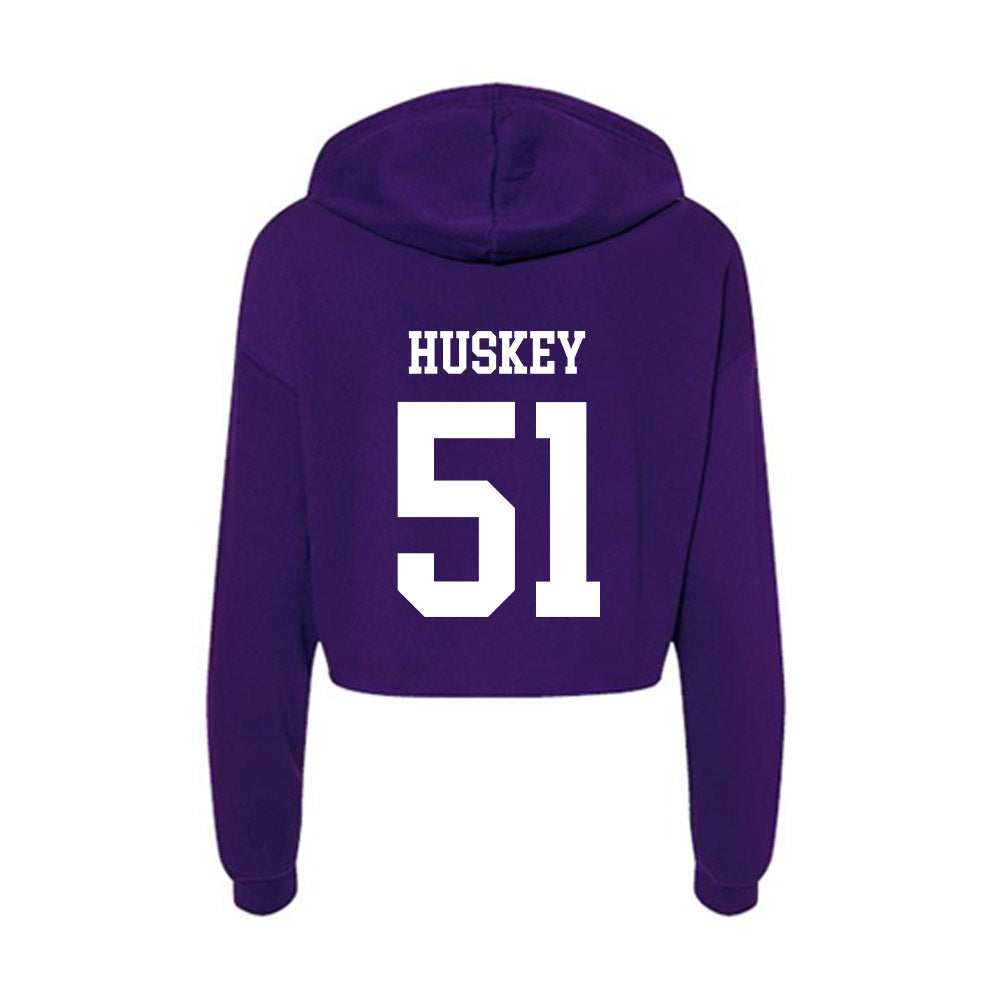 SFA - NCAA Baseball : Andrew Huskey - Women's Crop Fleece Hoodie-1