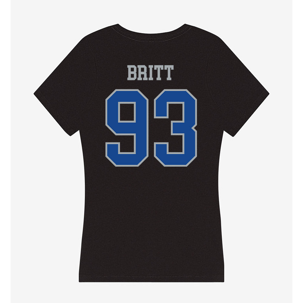 CNU - NCAA Football : Jaylen Britt - Women's V-Neck T-Shirt-1
