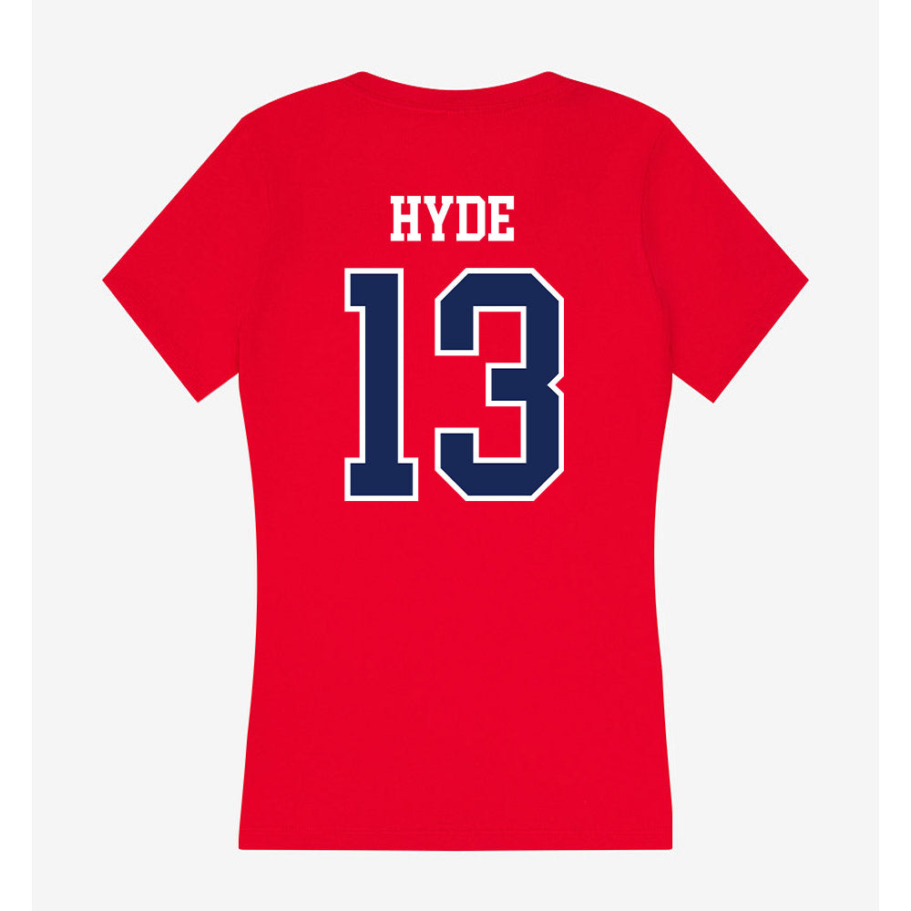 Belmont - NCAA Women's Basketball : Claire Hyde - Women's V-Neck T-Shirt-1
