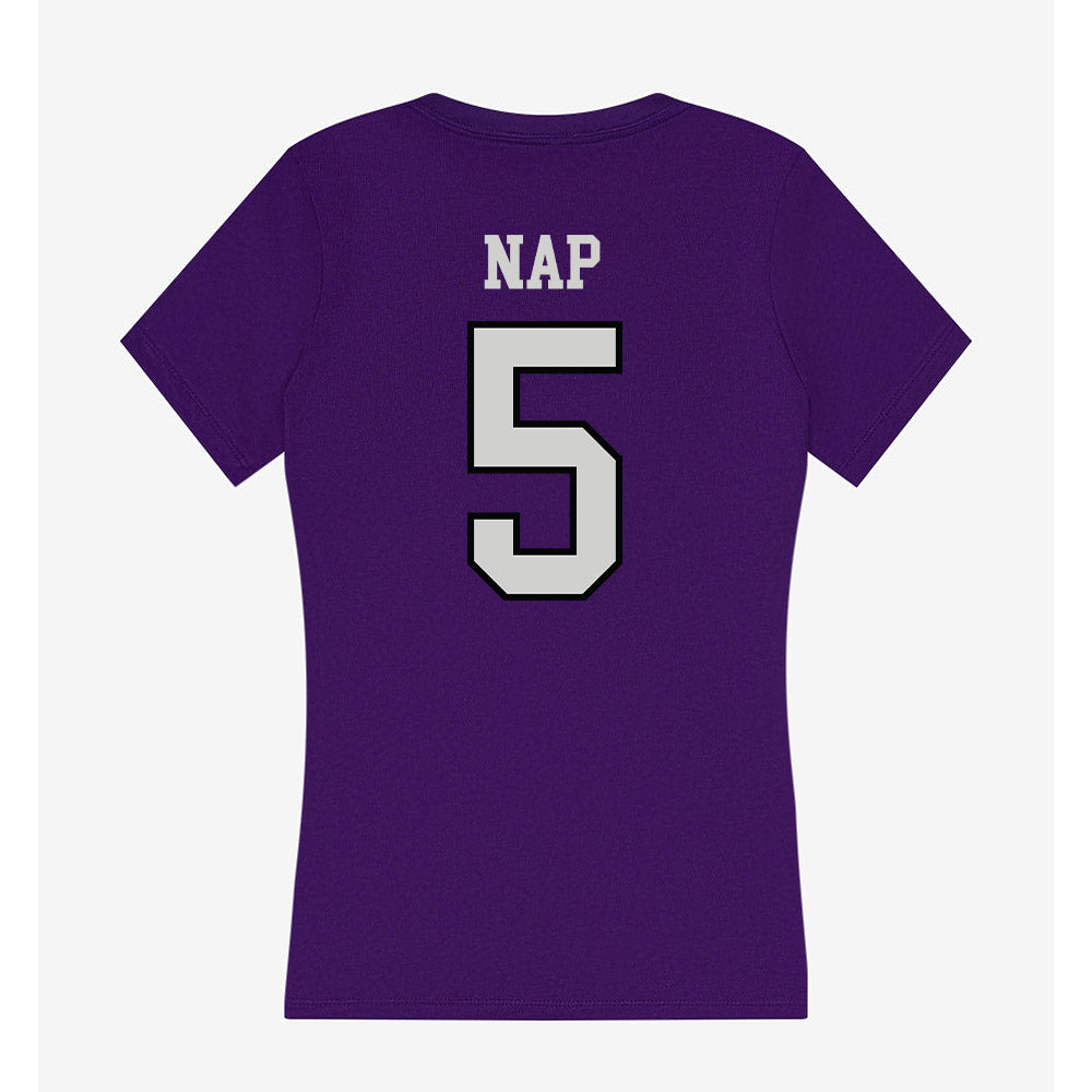 Weber - NCAA Women's Basketball : Dakota Nap - Women's V-Neck T-Shirt-1