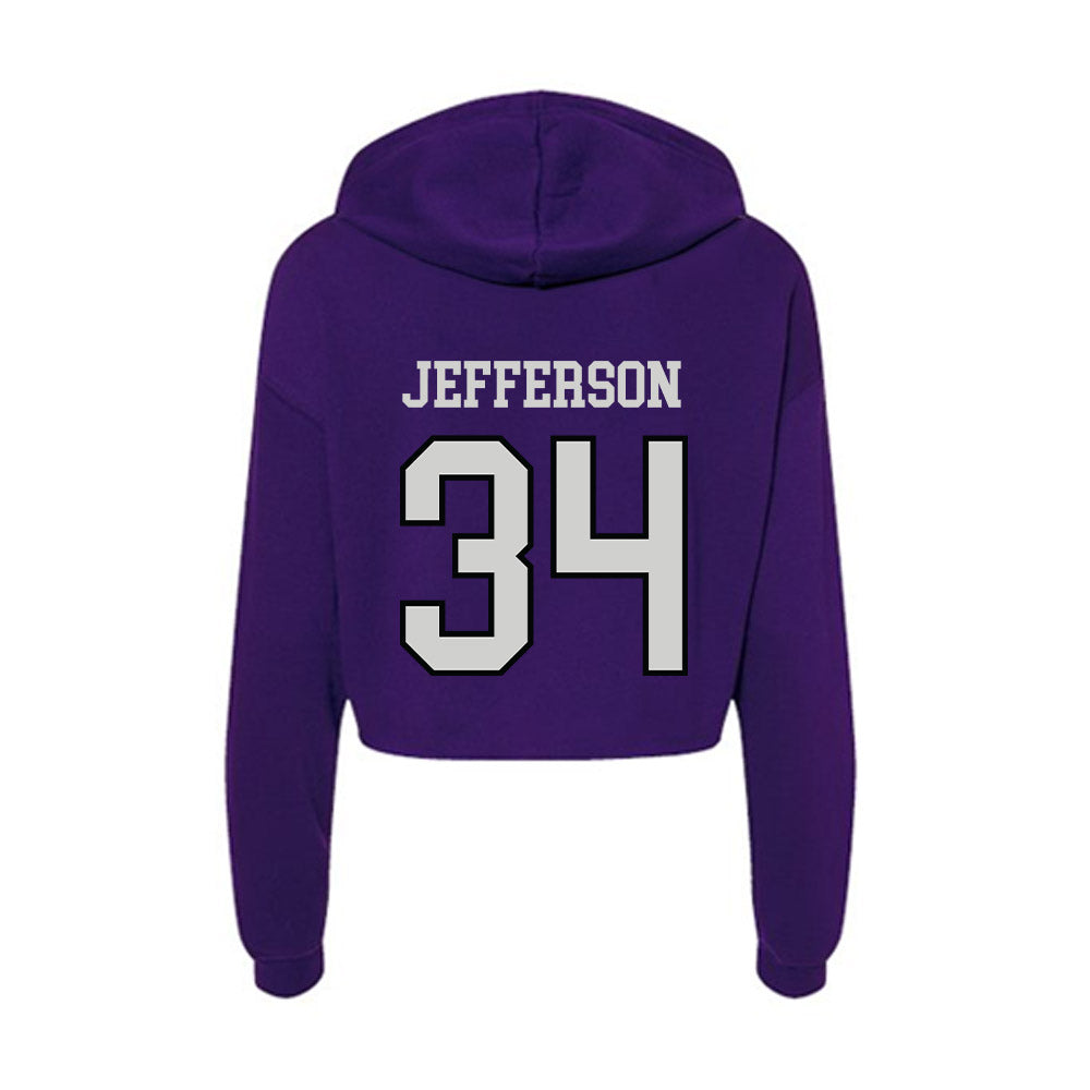 Weber - NCAA Football : Kaleb Jefferson - Women's Crop Fleece Hoodie-1